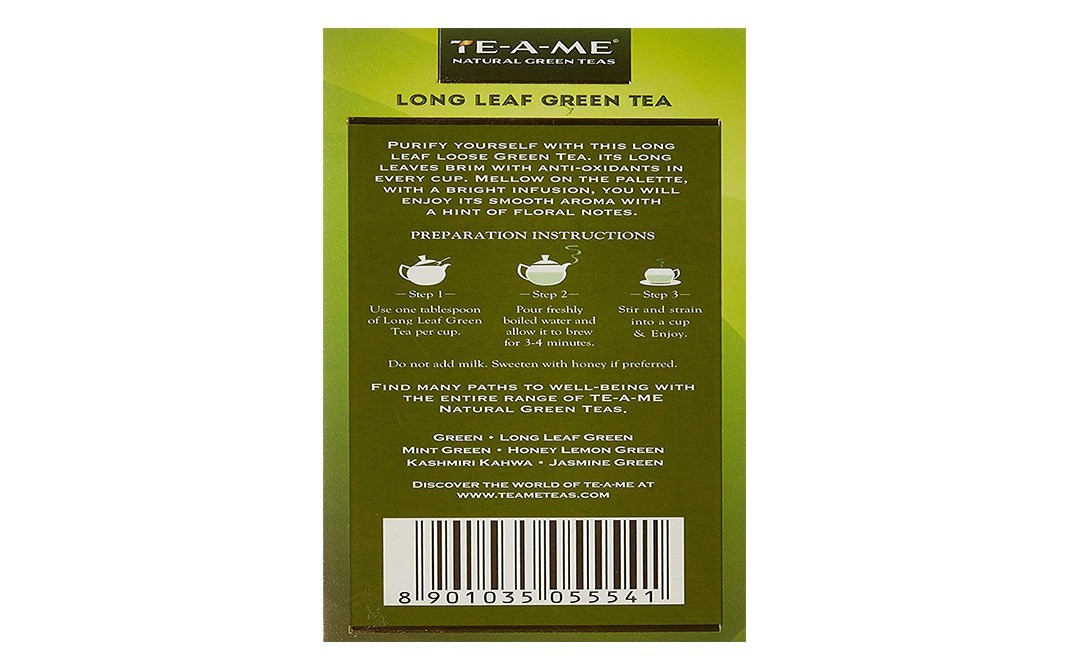Te-A-Me Long Leaf Green Tea Purify   Box  200 grams